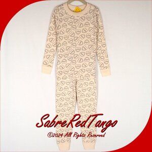 NWT Hanna Andersson Organic Long Johns Pajamas Loved Print 100 4T 4